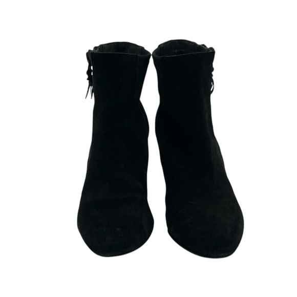 Via Spiga Black Suede Side Zip Wedge Ankle Booties Size 7 Women’s - Picture 3 of 8